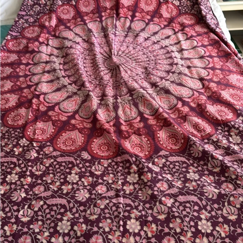 Bohemian Floral Tapestry in Red and Purple